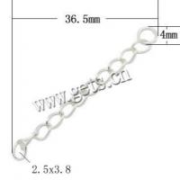Sterling Silver Extender Chain, 925 Sterling Silver, plated, twist oval chain Approx 