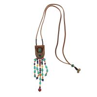 Turquoise Zinc Alloy Necklace, PU Leather, with turquoise & Zinc Alloy, fashion jewelry & for woman Approx 96 cm [