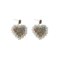 Crystal Drop Earring, Zinc Alloy, with Crystal, Heart, fashion jewelry & for woman, golden [