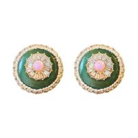 Acrylic Stud Earring, Zinc Alloy, with Acrylic, fashion jewelry & for woman & with rhinestone, green 