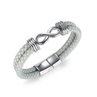 Leatheroid Cord Bracelets, Synthetic Leather, with 304 Stainless Steel, polished, fashion jewelry & Unisex, 12mm cm 