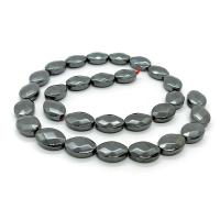 Non Magnetic Hematite Beads, Flat Oval, polished, DIY & faceted, black Approx 40 cm [