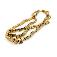 Non Magnetic Hematite Beads, Pyramidal, real gold plated, DIY, golden, 6mm Approx 40 cm [