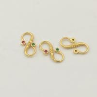 Sterling Silver S Hook Clasp, 925 Sterling Silver, Letter S, gold color plated, DIY & micro pave cubic zirconia [