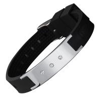 Bracelet en acier inoxydable Silicone, avec Acier inoxydable 304, bijoux de mode & pour homme, plus de couleurs à choisir, 4.6mm,13mm Environ 9.7 pouce, Vendu par PC[