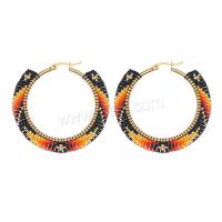 Glass Seed Beads Earring, Seedbead, with Zinc Alloy, gold color plated, Bohemian style & for woman [