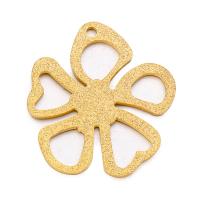 Stainless Steel Flower Pendant, 304 Stainless Steel, Vacuum Ion Plating, DIY & hollow & frosted, golden 