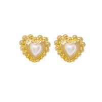 Plastic Pearl Zinc Alloy Earring, with Plastic Pearl, gold color plated, fashion jewelry & for woman 20mm 