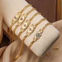 Cubic Zirconia Micro Pave Brass Bracelet, plated, fashion jewelry & micro pave cubic zirconia, golden Approx 7 Inch 
