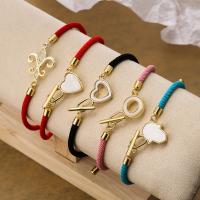 Bracelets Brass Enamel, laiton, avec corde en nylon, Placage, bijoux de mode & émail, plus de couleurs à choisir Environ 7 pouce, Vendu par PC