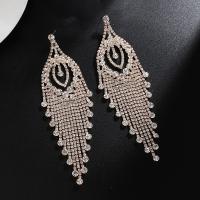 Iron Drop Earring, plated, fashion jewelry & with rhinestone [