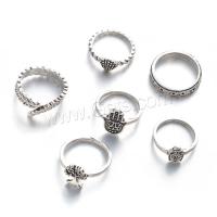Zink-Legierung Ring Set, Zinklegierung, plattiert, 6 Stück & Modeschmuck & für Frau, Silberfarbe, verkauft von setzen