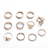 Zink-Legierung Ring Set, Zinklegierung, plattiert, 11 Stück & Modeschmuck & für Frau & mit Strass, keine, verkauft von setzen