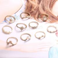 Zink-Legierung Ring Set, Zinklegierung, mit Opal, plattiert, 10 Stück & Modeschmuck & für Frau & mit Strass, keine, verkauft von setzen