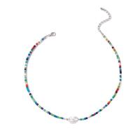 Glass Seed Beads Necklace, Seedbead, with Plastic Pearl & Zinc Alloy, with 4.7cm extender chain, polished, fashion jewelry & for woman cm [
