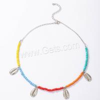 Glass Seed Beads Necklace, Zinc Alloy, with Seedbead, with 6cm extender chain, polished, fashion jewelry & for woman, multi-colored cm [
