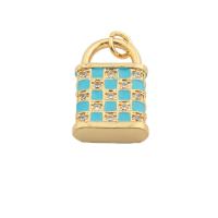 Cubic Zirconia Micro Pave Brass Pendant, Handbag, high quality gold color plated, DIY & micro pave cubic zirconia Approx 0.2mm 