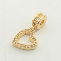Cubic Zirconia Micro Pave Brass Pendant, Heart, high quality gold color plated, DIY & micro pave cubic zirconia Approx 0.2mm 