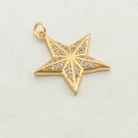 Cubic Zirconia Micro Pave Brass Pendant, Star, high quality gold color plated, DIY & micro pave cubic zirconia Approx 0.35mm 