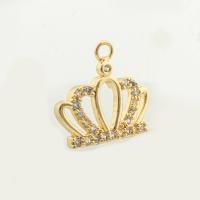 Cubic Zirconia Micro Pave Brass Pendant, Crown, high quality gold color plated, DIY & micro pave cubic zirconia Approx 0.2mm 