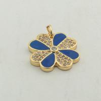 Cubic Zirconia Micro Pave Brass Pendant, Flower, high quality gold color plated, DIY & micro pave cubic zirconia Approx 0.3mm 