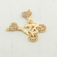 Cubic Zirconia Micro Pave Brass Pendant, high quality gold color plated, DIY & micro pave cubic zirconia & double-hole Approx 0.1mm 