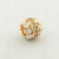 Cubic Zirconia Micro Pave Brass Beads, high quality gold color plated, DIY & micro pave cubic zirconia & large hole Approx 0.5mm 