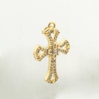 Cubic Zirconia Micro Pave Brass Pendant, Cross, high quality gold color plated, DIY & micro pave cubic zirconia Approx 0.3mm 