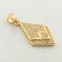 Cubic Zirconia Micro Pave Brass Pendant, Rhombus, high quality gold color plated, DIY & micro pave cubic zirconia Approx 0.3mm 