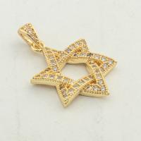 Cubic Zirconia Micro Pave Brass Pendant, Hexagram, high quality gold color plated, DIY & micro pave cubic zirconia Approx 0.3mm 