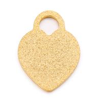 Stainless Steel Heart Pendants, 304 Stainless Steel, Vacuum Ion Plating, DIY & frosted, golden [