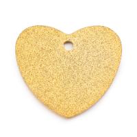 Stainless Steel Heart Pendants, 304 Stainless Steel, Vacuum Ion Plating, DIY & frosted, golden [