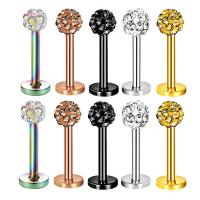 Stainless Steel Ear Piercing Jewelry, 304 Stainless Steel, Vacuum Ion Plating, Unisex & with rhinestone [