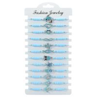 Zinc Alloy Resin Bracelets, Knot Cord, with Resin & Zinc Alloy, handmade, 12 pieces & Unisex & adjustable, blue Approx 7-30 cm [
