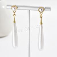 Plastic Pearl Zinc Alloy Earring, with Resin & Plastic Pearl, Teardrop, gold color plated, fashion jewelry & for woman, 60mm 