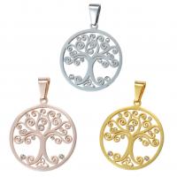 Stainless Steel Hollow Pendant, 304 Stainless Steel, Lucky Tree, Vacuum Ion Plating, DIY 30mm 