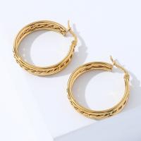 Stainless Steel Hoop Earring, 304 Stainless Steel, Donut, Vacuum Ion Plating, fashion jewelry & for woman 29mm 