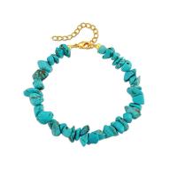 Gemstone Chip Bracelets, 304 Stainless Steel, with Natural Stone, with 5cm extender chain, irregular, plated, fashion jewelry cm [