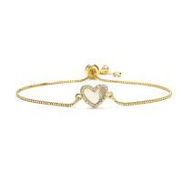 Cubic Zirconia Micro Pave Brass Bracelet, Heart, plated, fashion jewelry & micro pave cubic zirconia Approx 7 Inch 