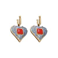 Crystal Drop Earring, Zinc Alloy, with Crystal & Acrylic, Heart, fashion jewelry & for woman 
