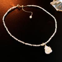 Freshwater Pearl Brass Necklace, with Freshwater Pearl, fashion jewelry & for woman, white Approx 46.5 cm 