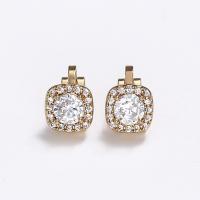 Zinc Alloy Clip Earring, Square, gold color plated, fashion jewelry & for woman & with rhinestone, golden 