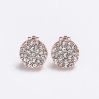 Zinc Alloy Clip Earring, Round, rose gold color plated, fashion jewelry & for woman & with rhinestone, rose gold color 