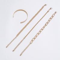 Zinc Alloy Bracelet Set, gold color plated, 4 pieces & fashion jewelry & for woman, golden [