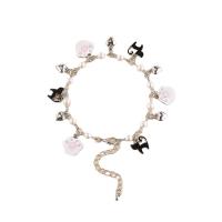 Enamel Zinc Alloy Bracelets, with Plastic Pearl, with 5cm extender chain, gold color plated, fashion jewelry & for woman, golden cm [