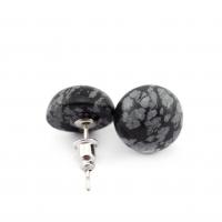 Gemstone Stud Earring, Natural Stone, Dome & for woman 12mm 