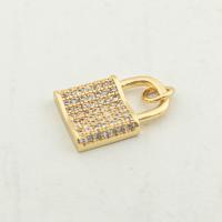 Cubic Zirconia Micro Pave Brass Pendant, Lock, high quality gold color plated, DIY & micro pave cubic zirconia Approx 0.3mm 