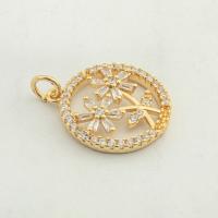 Cubic Zirconia Micro Pave Brass Pendant, high quality gold color plated, DIY & micro pave cubic zirconia Approx 0.3mm 