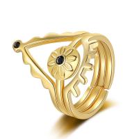 Evil Eye Jewelry Finger Ring, Brass, gold color plated, Adjustable & three pieces & micro pave cubic zirconia & for woman, golden, 21mm 