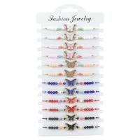 Zinc Alloy Resin Bracelets, Knot Cord, with Resin & Zinc Alloy, Butterfly, handmade, 12 pieces & adjustable & for woman & enamel, mixed colors Approx 8-30 cm 